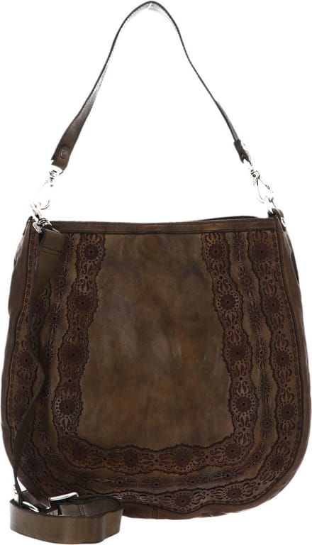 CAMPOMAGGI Leren Schoudertas Shoulder Bag Verde Militare Olijfgroen
