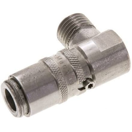 RVS DN 6 Tempereerkoppeling Snelkoppeling M14x1.5 Buitendraad 90-deg