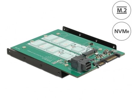 Delock 3.5″ Converter SATA 22 pin / SFF-8643 NVMe > 1 x M.2 Key M + 1 x M.2 Key B
