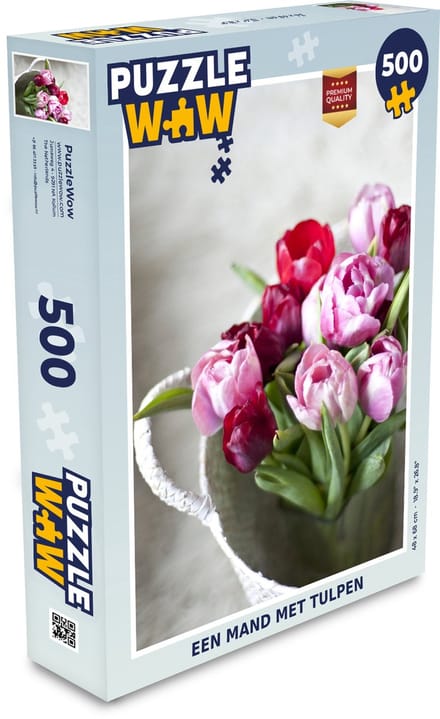 Puzzel Een mand met tulpen - Legpuzzel - Puzzel 500 stukjes