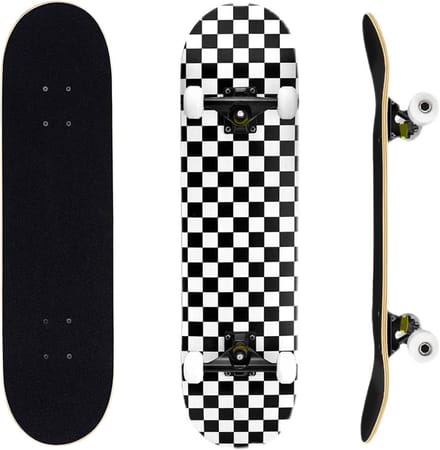 Compleet skateboard voor beginners - 80 x 20 cm, Double Kick Deck met 7 lagen