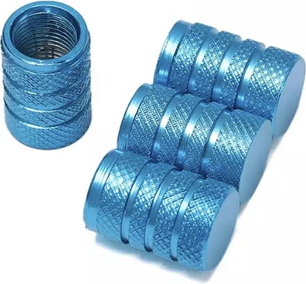 TT-products ventieldoppen 3-rings Light Blue aluminium 4 stuks lichtblauw - auto ventieldop - ventieldopjes