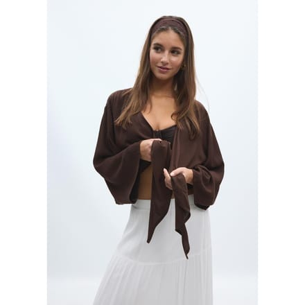 Stradivarius Soepelvallende open blouse  Bruin S