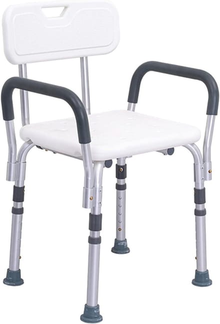 Verstelbare Douchestoel - Badkruk Antislip - Veilig Douchen - Met Rug en Armen - 5 Hoogtes - Wit