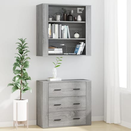 vidaXL - Hoge - kast - bewerkt - hout - grijs - sonoma - eikenkleurig