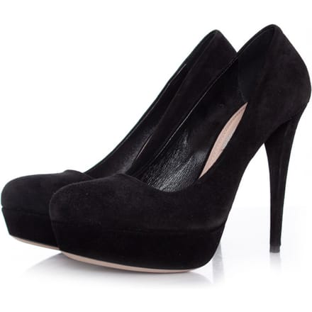Miu Miu Zwarte suède plateau pumps.
