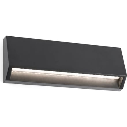 FARO BARCELONA Hoekige LED buitenwandlamp Must, breedte 21,7 cm