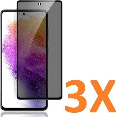 Screenprotector Glas - Privacy Tempered Glass Screen Protector Anti-Spy Geschikt voor: Samsung Galaxy A73 5G - 3x