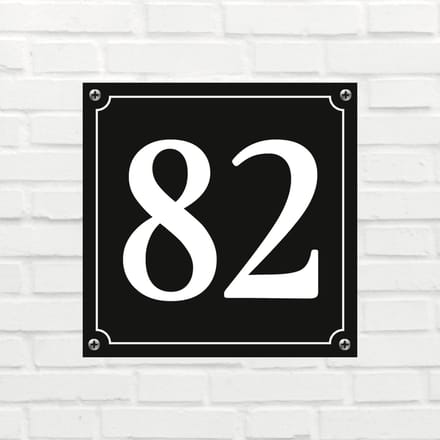 Huisnummerbord Mat zwart Deluxe - Nummer 82 - incl. bevestiging
