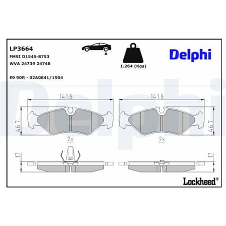 Remblokset DELPHI LP3664, achter
