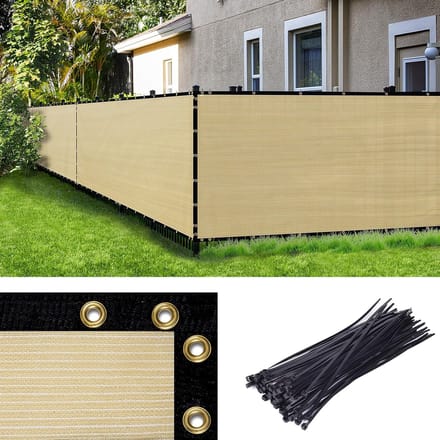 Beige 6' x 25' Hek Privacyscherm - Zware Standaard met 90% Blokkering en Kabelbinders
