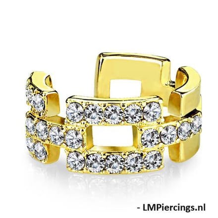Fake piercing square links goud kleur - LMPiercings