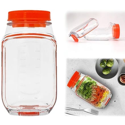 Draagbare Salade Pod Verticale Gelaagde Plastic Salade Pot Lunchbox Container Lekdicht Houdt Het Vers Voedselcontainer Transparant oranje