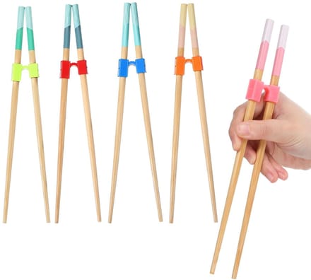 Dailygoods - Mabor 5 paar kunststof eetstokjes met staafjes, hulp voor beginners, ouderen