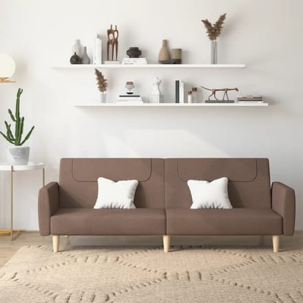 vidaXL - Slaapbank - 2-zits - stof - taupe