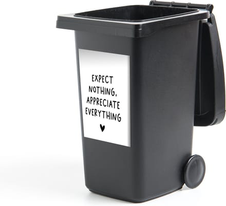 Container sticker Engelse quote Expect nothing, appreciate everything met een hartje - 40x60 cm - Kliko sticker