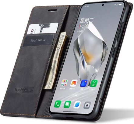 Hoesje geschikt voor OnePlus 12 - Book Case Leer Slimline Zwart