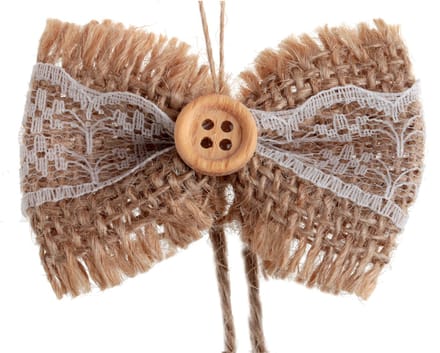 SANTEX - 6 mini strikjes van jute en kant 5 cm landelijke decoratie