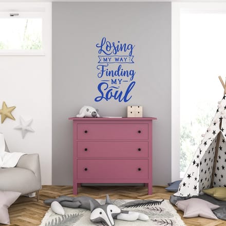 Muursticker - Losing My Way Finding My Soul - 46,4 x 72,8 - Blauw
