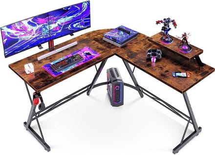 Xergonomic Game Bureau – Hoekbureau – Computertafel – Game tafel – 130cm x 130cm x 85 cm – Zwart/Hout