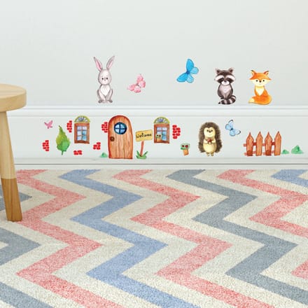Muurstickers - Bosdieren - Transparante achtergrond - 50x150cm