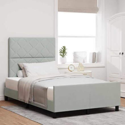 vidaXL - Boxspring - bed - met - hoofdeinde - Lichtgrijs - 120 - x - 190 - cm - Fluweel