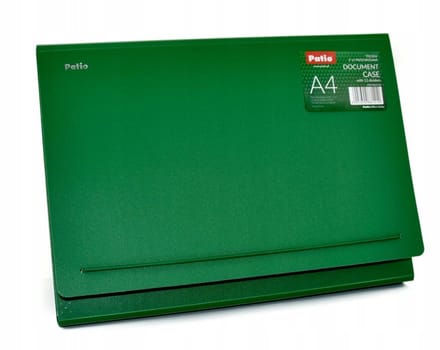 Patio A4 map met 12 vakken, groen, sluiting met elastiek