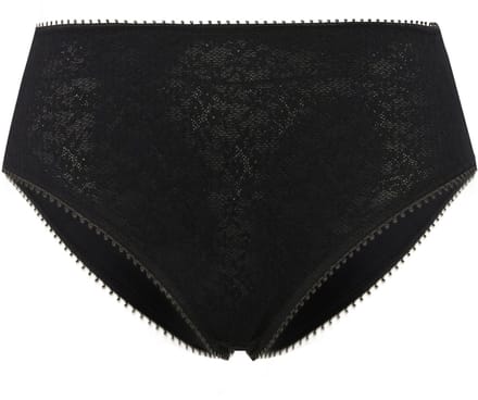 Ulla Popken - Dames - Midislip jacquard-patroon - Zwart - Maat 54+