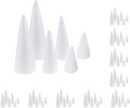 Schuim Kegels Set - Piepschuim Ambachten - Doe-het-zelf Projecten - Inclusief 3 Maten - 7 11 15 cm - Wit