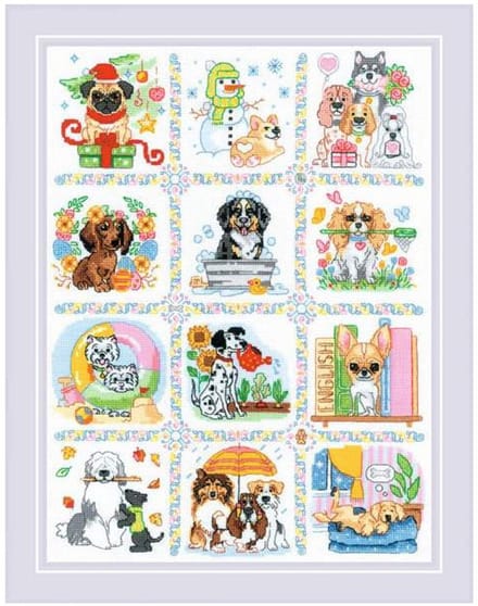 Borduurpakket Honden Kalender