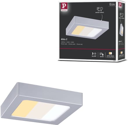 LED-paneel Abia 2 White Select Schemergestuurde bewegingsmelder (HF) hoekig 170x170 mm 9,5W 1100lm White Select Chroom mat