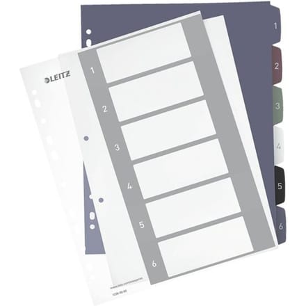 Leitz 1236 Style Register Din A4 1-6 Polypropyleen Meerdere Kleuren 6 Tabbladen 1236-00-00