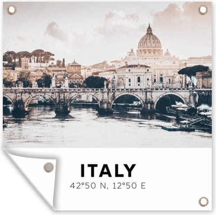 Tuindoek Rome - Italië - Zomer - Skyline - Water - 100x100 cm
