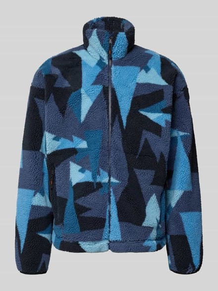 Fleecejack in all-over look met opstaande kraag