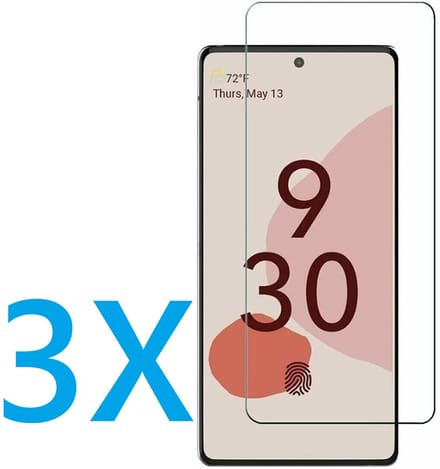 Glasplaatje Geschikt voor: Google Pixel 6A - 3x Screenprotector - screen protector - glas - bescherm - beschermglas