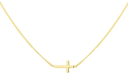 collier kruis 40 + 5 cm 3 micron zilver verguld (geel)