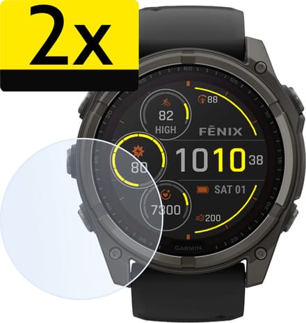Screenprotector Geschikt voor Garmin Fenix 8 Solar (47 mm) Screenprotector Bescherm Glas Screen Protector - Screenprotector Geschikt voor Garmin Fenix 8 Solar Gehard Glas - 2 Stuks