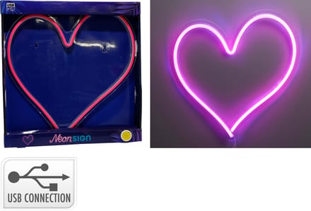 Koopman hart neon lamp decoratie 34x32cm LED verlichting.