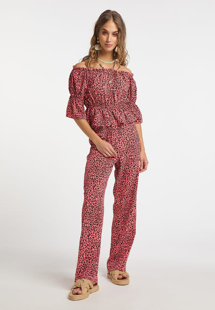 IZIA carmen blouse Dames roze/zwart