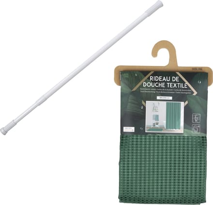 Douchegordijn met ringen - donkergroen - polyester - 180 x 200 cm - incl ophangstang uitschuifbaar 70-120 cm