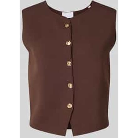 Mouwloos vest van viscosemix met ronde hals