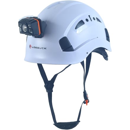 Casque de sécurité LOEBUCK avec lunettes et phare LED, Casque de protection industriel pour travaux de construction 53-64cm white