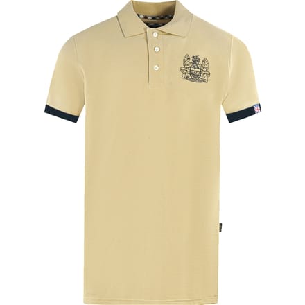 Aquascutum Branded Collar Beige Polo Shirt