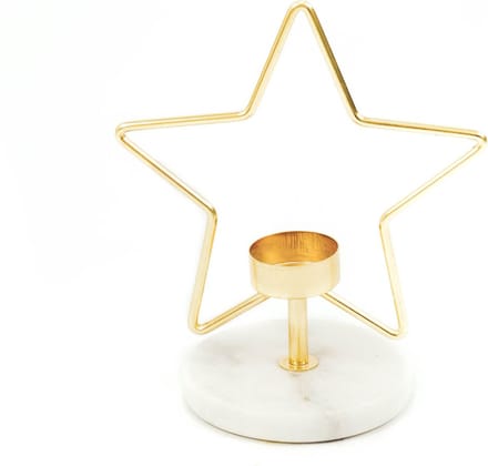 Housevitamin Kerstboom Theelicht- Marmer/Goud 15x10x18.5CM