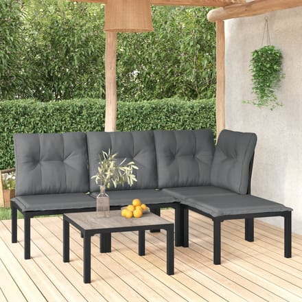 vidaXL - 5-delige - Loungeset - poly - rattan - zwart - en - grijs