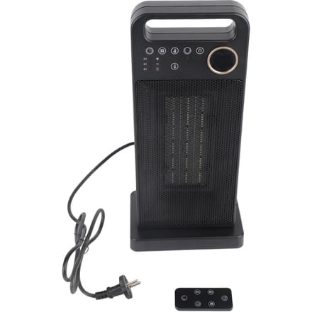 Radiateur d'appoint 2000 W PTC, 3 vitesses, télécommande, tour électrique pour intérieur black