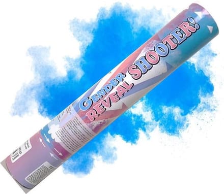 Poeder shooter Gender Reveal 30cm | blauw | per stuk