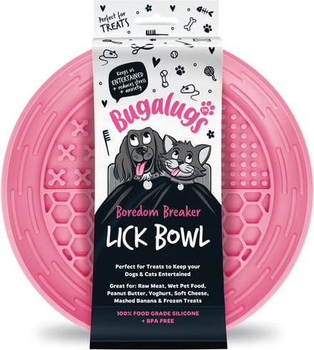 Bugalugs likbak voor dieren - Likmat - Slowfeeder - Honden - Katten - Siliconen - Roze