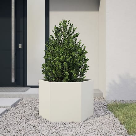 vidaXL - Plantenbak - zeshoek - 69x60x45 - cm - staal - wit