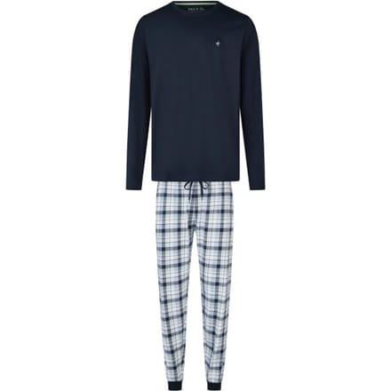 Phil & Co Heren Lange Pyjama Set Blauw Geruit - Maat M